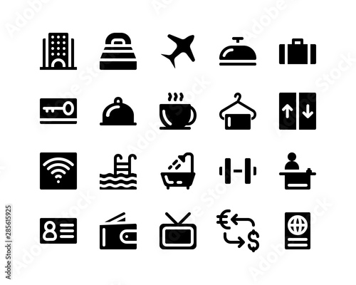 collection of Hotel Icon set on white background