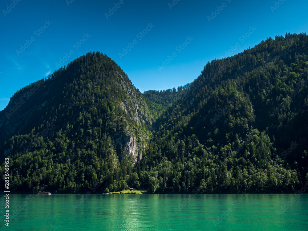 The Königssee as a quite place for hiking and relaxing and to enjoy nature in Germany