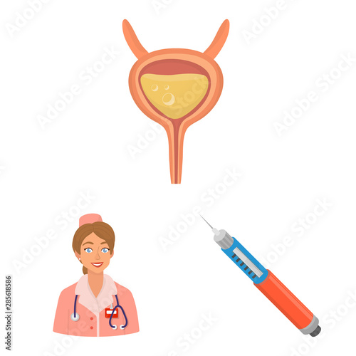 Vector design of mellitus and diabetes logo. Set of mellitus and diet stock symbol for web.