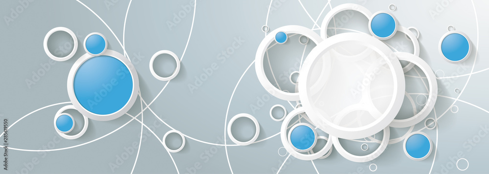 Abstract White Rings Blue Circles Gray Header Abstract White Rings Blue Circles Gray Header
