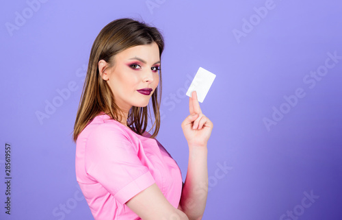 nurse in white uniform hold business card. sexy woman doctor. health care and medical concept. Doctor and patient. Health care. healthy lifestyle. here is my business card. Doctor pointing copy space