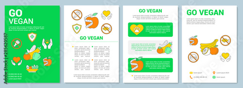 Vegetarian lifestyle brochure template layout. Go vegan flyer, booklet, leaflet print design with linear illustrations. Vector page layouts for magazines, annual reports, advertising posters