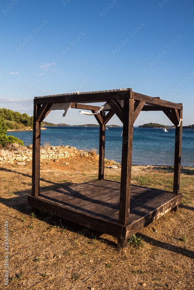 Empty lounger on the beach in Croatia Empty lounger on the beach in Croatia
