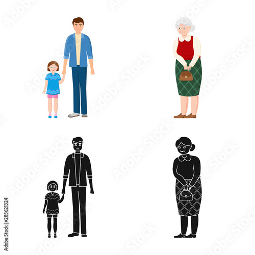 Vector illustration of character and avatar logo. Set of character and portrait vector icon for stock.