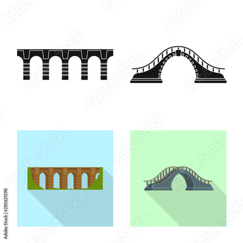 Vector illustration of connection and design symbol. Set of connection and side stock symbol for web.