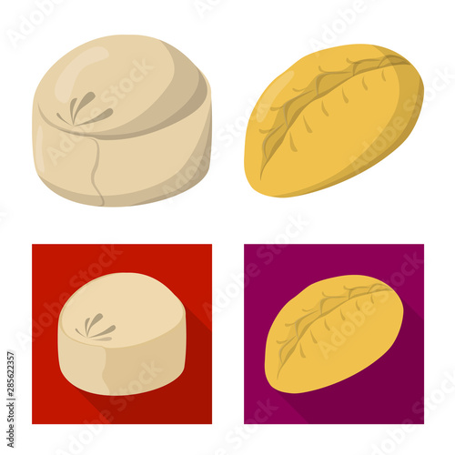 Vector illustration of products and cooking sign. Set of products and appetizer stock symbol for web.