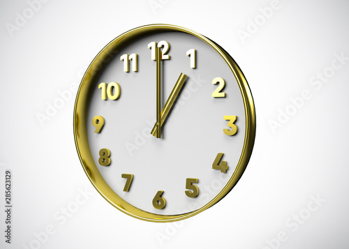 Clock 1 O’Clock Time 3D Render