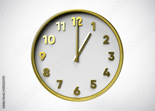 Clock 1 O’Clock Time 3D Render