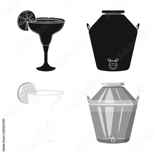 Isolated object of cafe and Latin sign. Collection of cafe and national stock vector illustration.