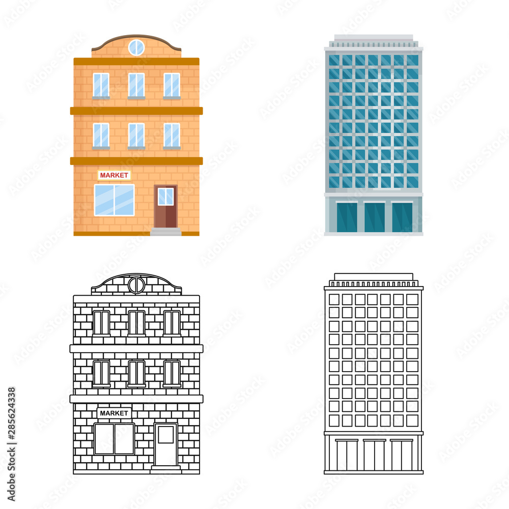 Vector illustration of municipal and center logo. Set of municipal and estate stock symbol for web.