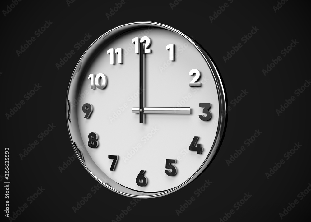 Clock 3 O’Clock Time 3D Render Clock 3 O’Clock Time 3D Render