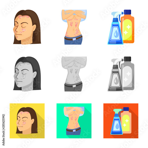 Isolated object of medical and pain icon. Collection of medical and disease stock vector illustration.