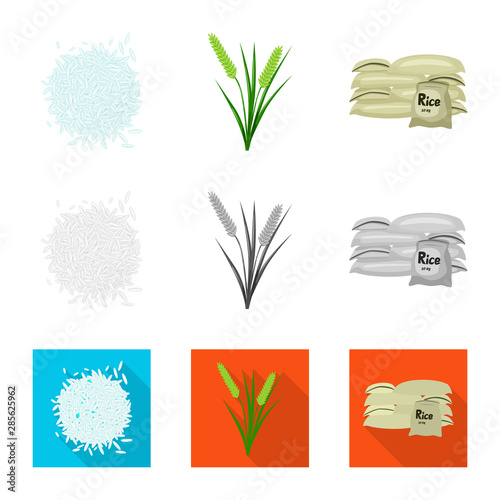 Vector design of crop and ecological icon. Set of crop and cooking stock symbol for web.