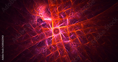 3D rendering abstract red fractal light background