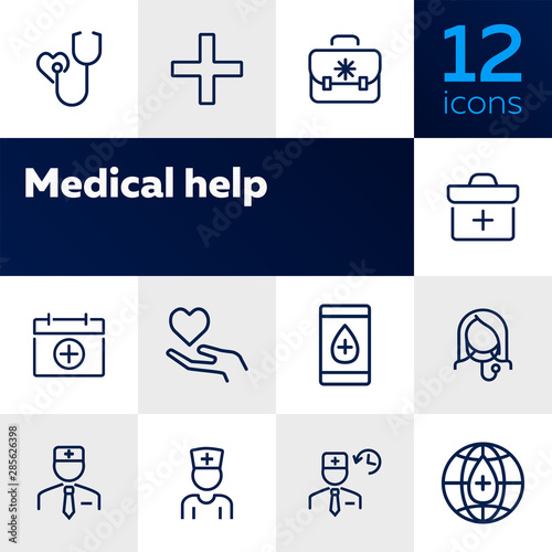 Medical help icon set. Hospital concept. Vector illustration can be used for topics like apothecary, hospital, drug company