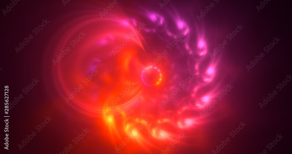 3D rendering abstract red fractal light background