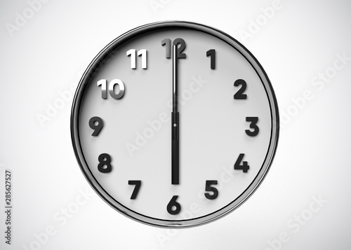 Clock 6 O’Clock Time 3D Render