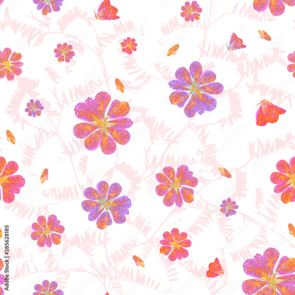 pink and purple flowers on a light background