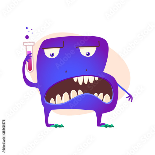 Monster isolated on white. Cartoon Monsters collection. Design for print, party decoration, t-shirt, illustration, logo, emblem or sticker. Vector.