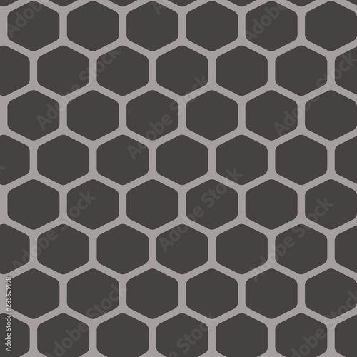 Grid seamless pattern. Hexagonal cell texture. Honeycomb on brown background.