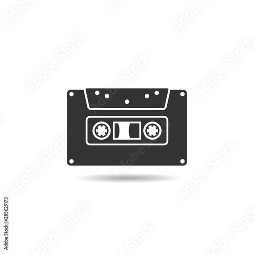 cassette icon flat vector isolated on white background from music collection,