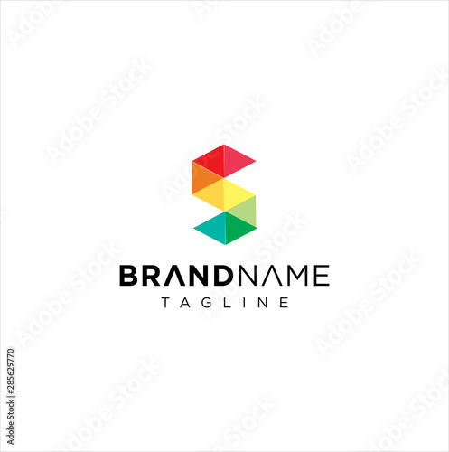 Letter S logo Pixel Triangle Geometric Colorful / Abstract Letter S Tech Logo Colorful Polygonal