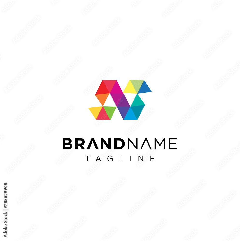 Letter N logo Pixel Triangle Geometric Colorful. Abstract Letter N Tech Logo Colorful Polygonal Letter N logo Pixel Triangle Geometric Colorful. Abstract Letter N Tech Logo Colorful Polygonal