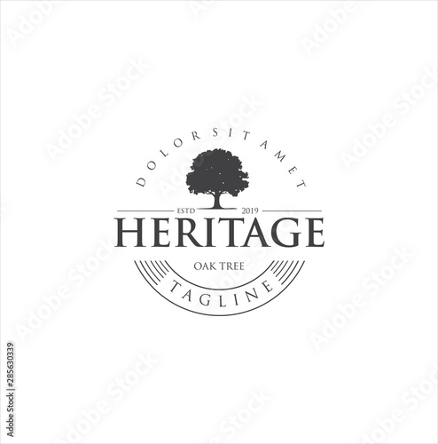 Old Oak Maple Tree logo Silhouett vintage hipster retro, residential oak landscape vintage logo design