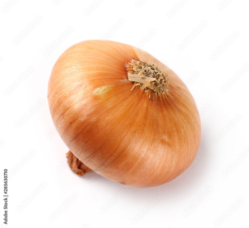 Fototapeta premium Fresh onion bulb isolated on white background, top view
