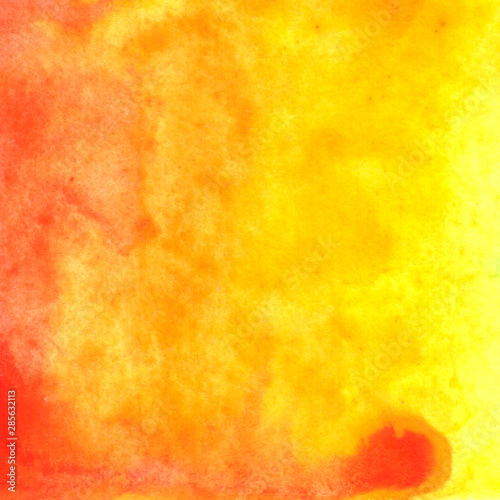 Warm watercolor yellow orange red abstract square background. Sunny autumn background with gradient for your design.