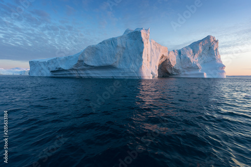 Huge icebergs of different forms in the Disko Bay, West Greenland. Their source is by the Jakobshavn glacier. This is a consequence of the phenomenon of global warming and catastrophic thawing of ice © Michal