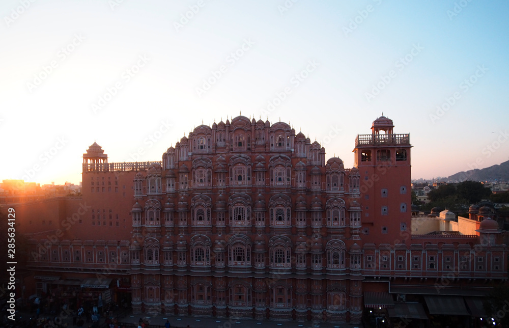 Sunset at HawaMahal Palace- Palace of the Winds in Jaipur, India