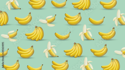 Banana background, 3d style vector illustration, banana design graphic