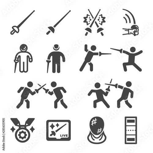 fencing sport and recreation icon set,vector and illustration