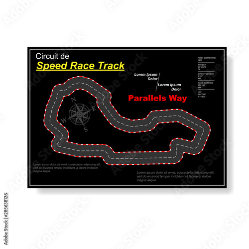 Black race circuit banner with sample text isolated on white background