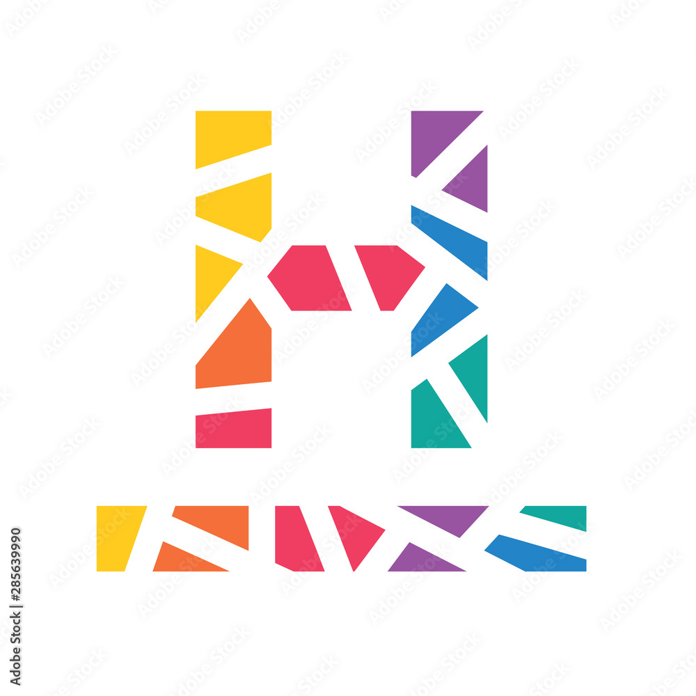 Obraz premium colorful geometric letter H or hotel sign- vector illustration