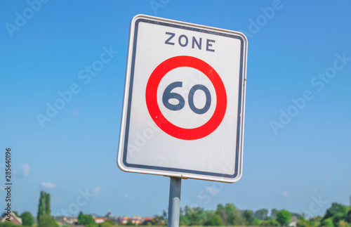 Dutch road sign: speed limit 60