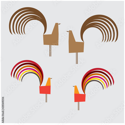 vector icon set of cock stylized contemporary