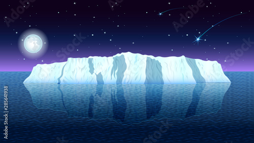 View of a realistic iceberg in a calm sea.
