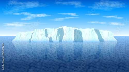 View of a realistic iceberg in a calm sea.