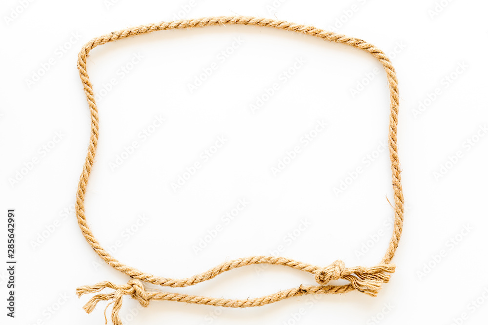 rope frame on white background top view mock up rope frame on white background top view mock up