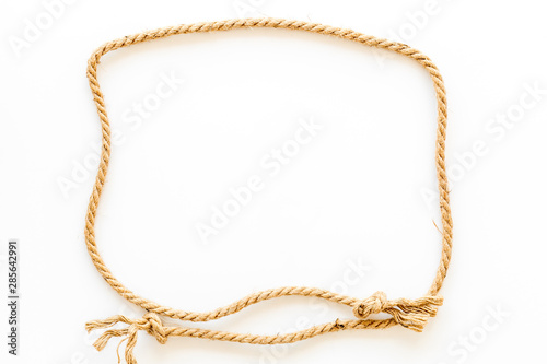 rope frame on white background top view mock up