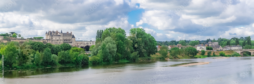     Amboise castle in France, beautiful French heritage, panorama with the river Loire in spring 