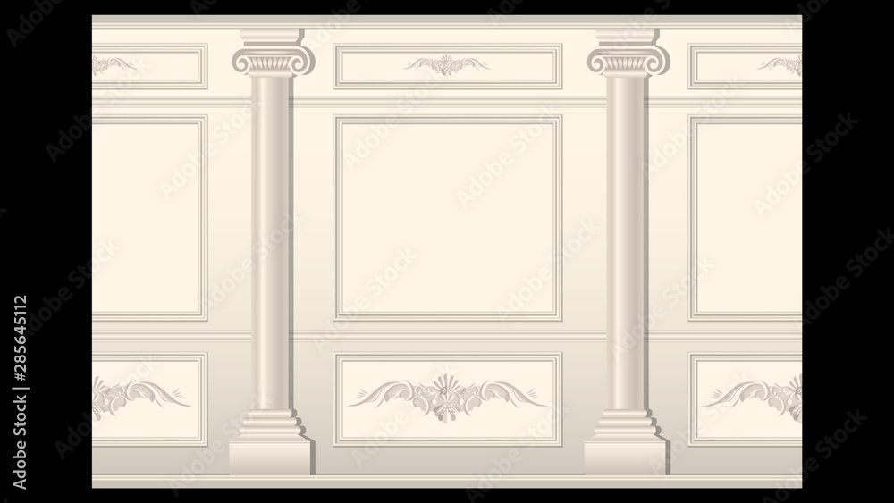 Stucco wall panel moulding with columns seamless