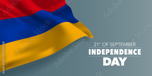 Armenia happy independence day greeting card, banner with template text vector illustration