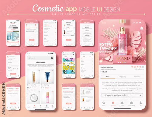 Cosmetic shopping app mobile UI photo