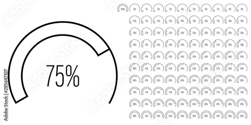 Set of circular sector percentage diagrams meters from 0 to 100 ready-to-use for web design, user interface UI or infographic - indicator with black
