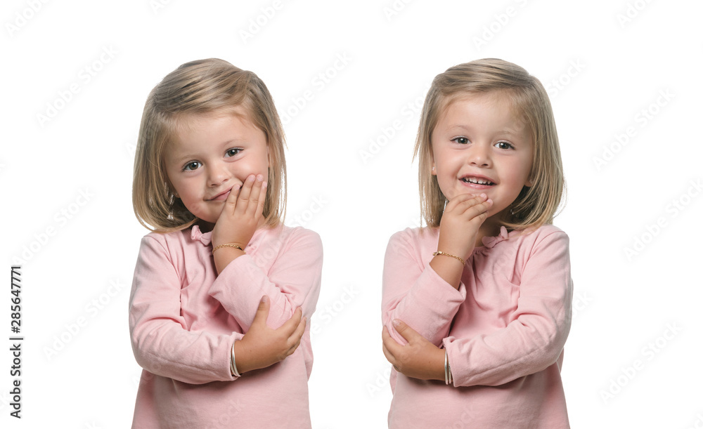 Sequence of images of a pretty girl with different gestures isolated Sequence of images of a pretty girl with different gestures isolated