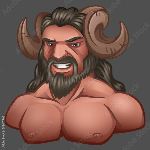 Portrait of satyr with horns