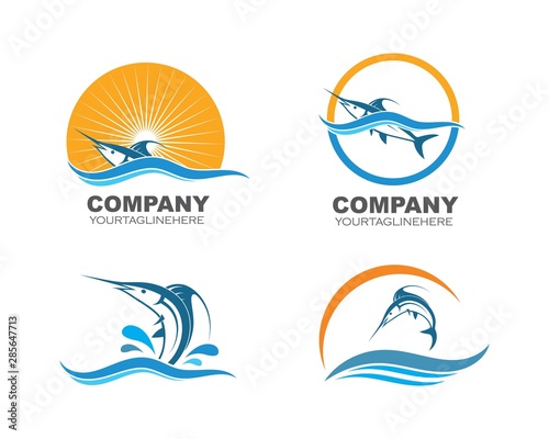 blue marlin fish icon logo illustration